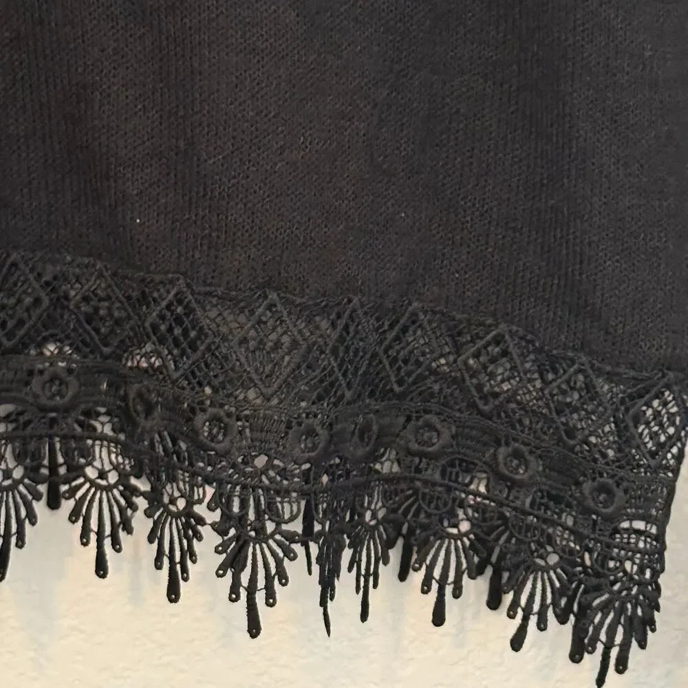 H&M Divided Black Sheer Knit Lace Hem Sweater Women’s Whimsygoth Emo Festival S